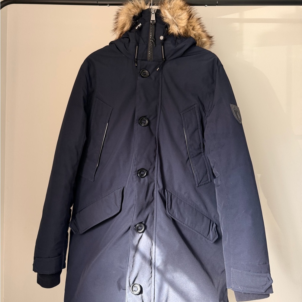 Polo by Ralph Lauren Navy Faux-Fur Hooded Puffer Parka